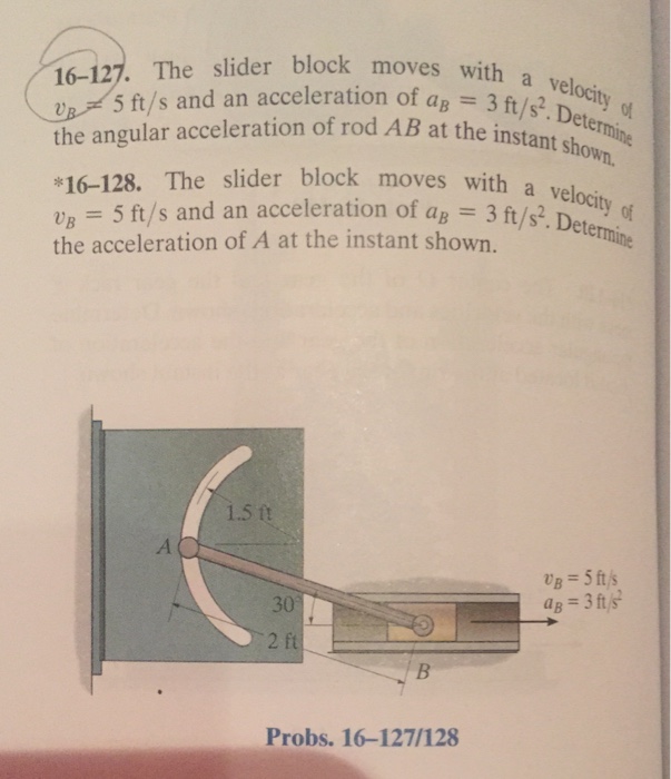 Solved The slider block moves with a v ft/s and an