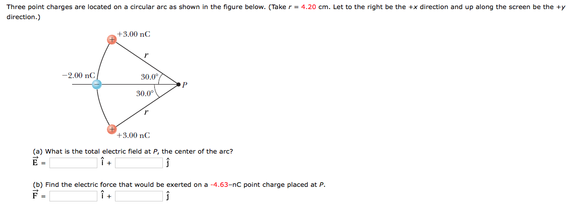 Solved Three point charges are located on a circular arc as | Chegg.com