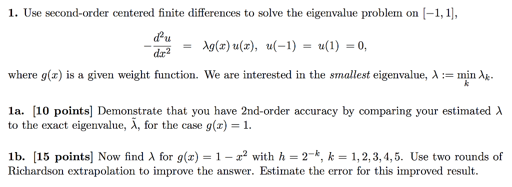 Use second-order centered finite differences to solve | Chegg.com