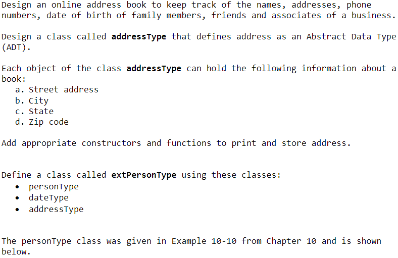 Solved Design an online address book to keep track of the