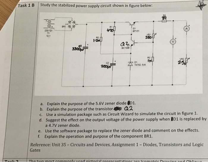 Solved Study the stabilized power supply circuit shown in | Chegg.com