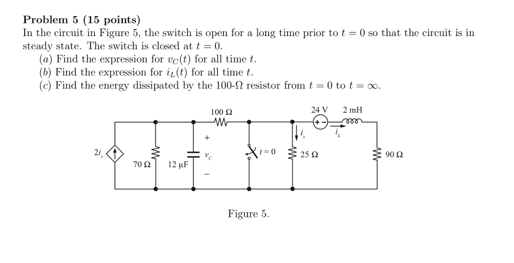 Solved Problem 5 (15 points) In the circuit in Figure 5, the | Chegg.com