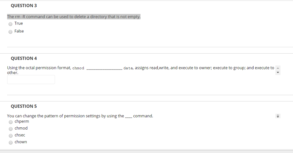Solved QUESTION 3 The rm -R command can be used to delete a | Chegg.com