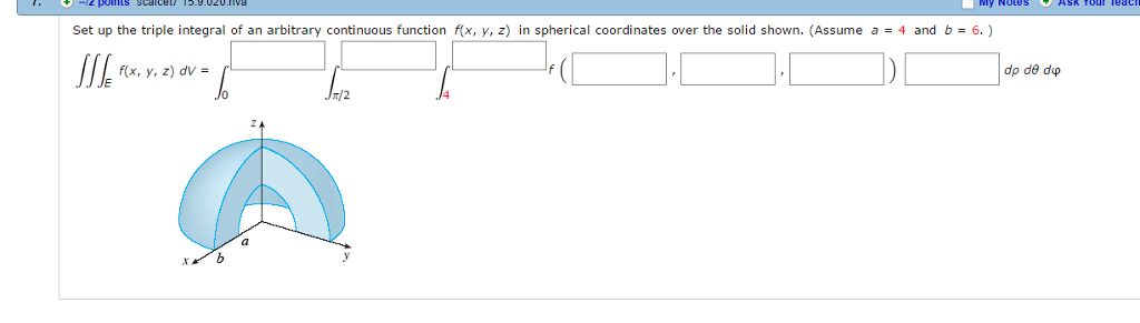 Solved Set up the triple integral of an arbitrary continuous | Chegg.com