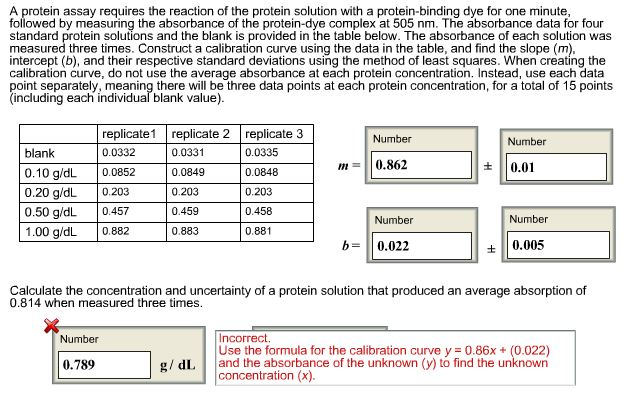 Solved A protein assay requires the reaction of the protein | Chegg.com