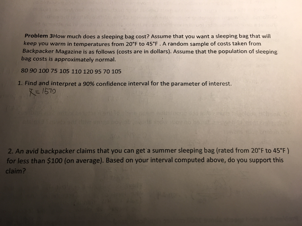 Solved How much does a sleeping bag cost? Assume that you