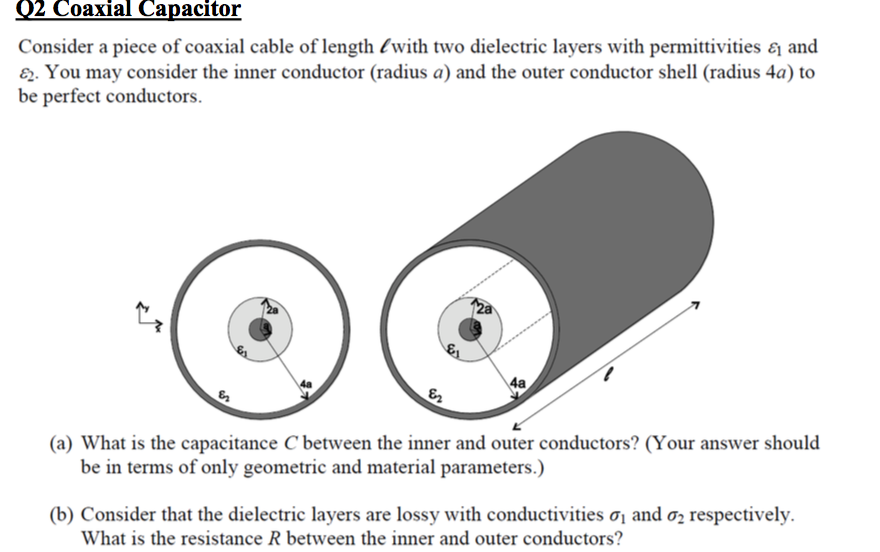 Solved Coaxial Capacitor Consider a piece of coaxial cable