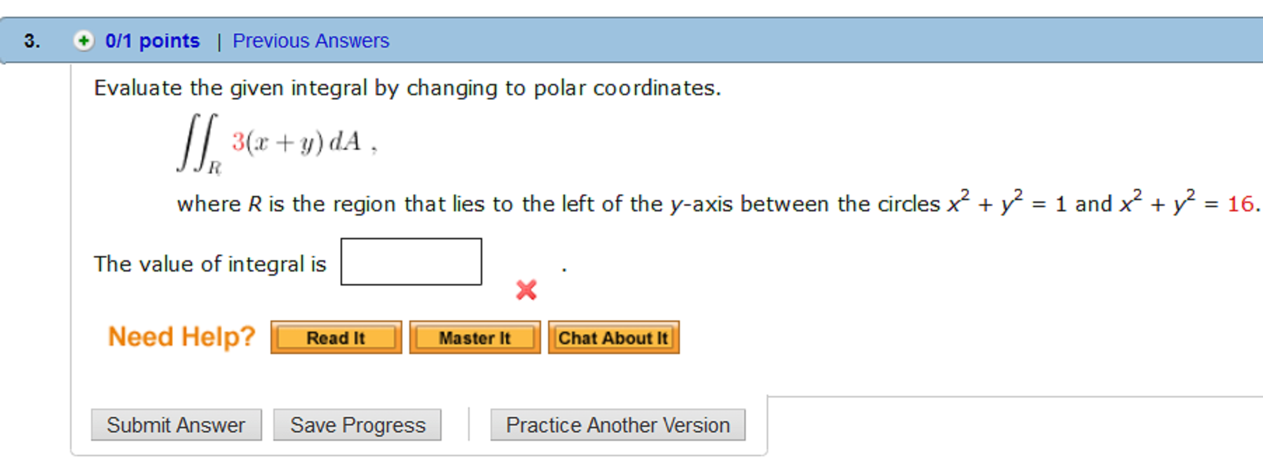 Solved Evaluate the given integral by changing to polar | Chegg.com