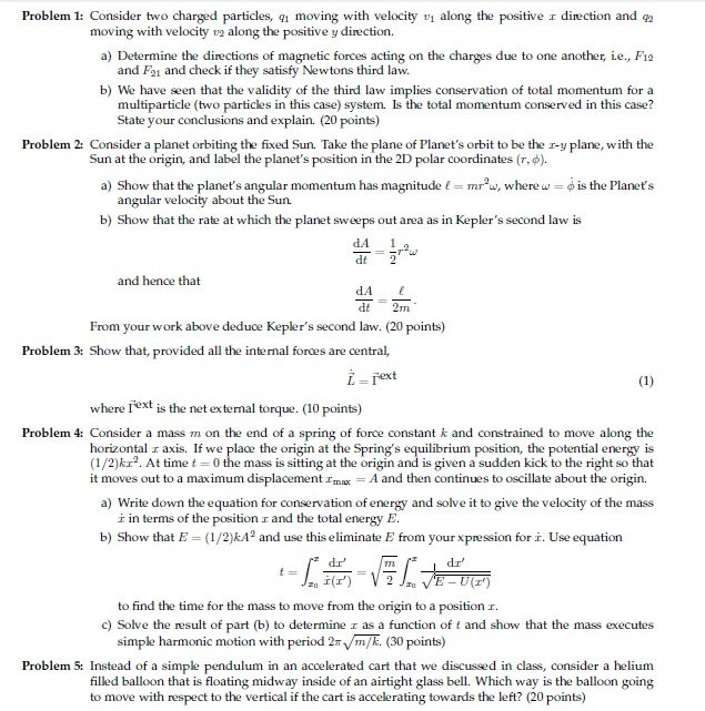 Consider two charged particles, q1 moving with | Chegg.com