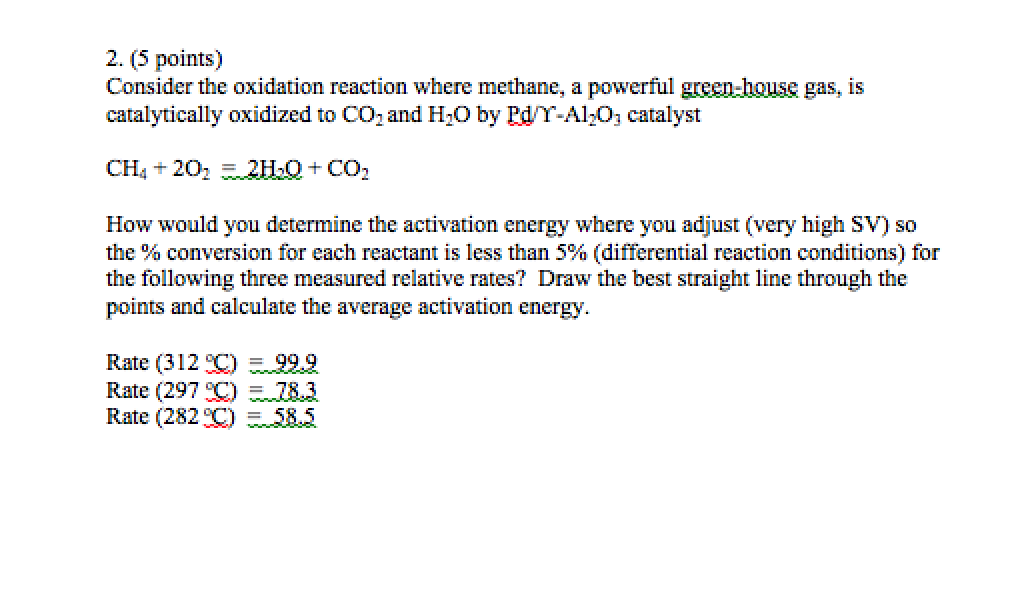 Solved 2. (5 points) Consider the oxidation reaction where
