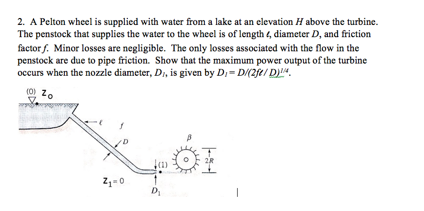 A Pelton wheel is supplied with water from a lake at | Chegg.com