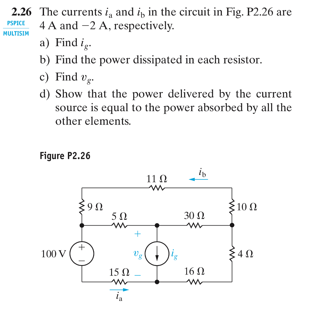 Solved 2.26 The currents ia and i in the circuit in Fig. | Chegg.com