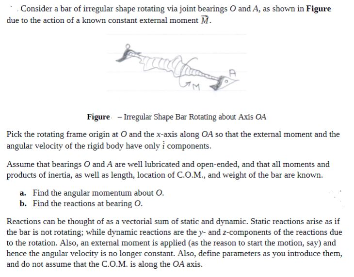 Solved Consider A Bar Of Irregular Shape Rotating Via Joint Chegg