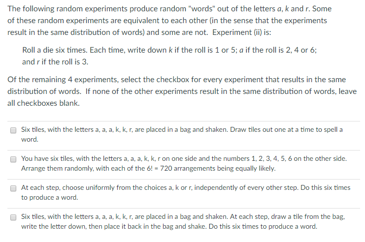 Solved The Following Random Experiments Produce Random | Chegg.com