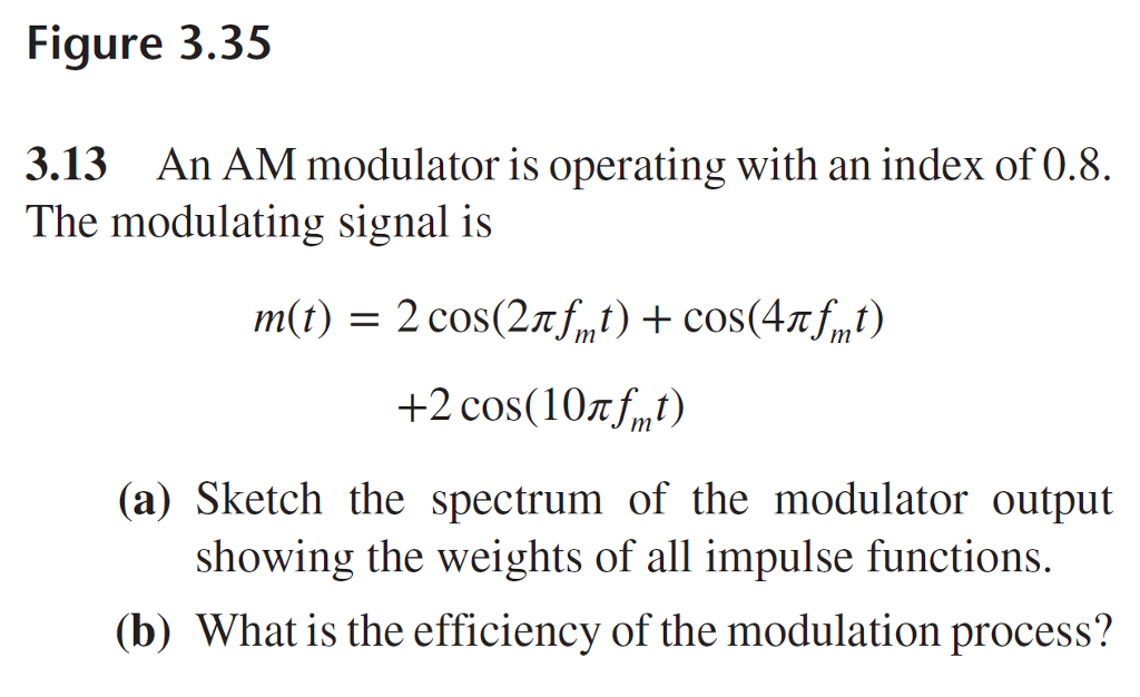 Solved Figure 3.35 3.13 An AM modulator is operating with an | Chegg.com