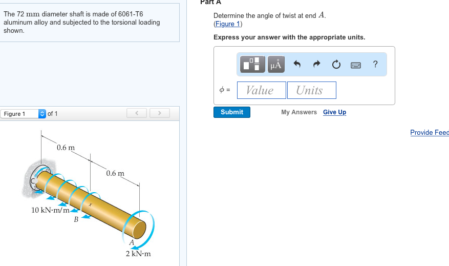 Solved The 72 mm diameter shaft is made of 6061-T6 aluminum | Chegg.com