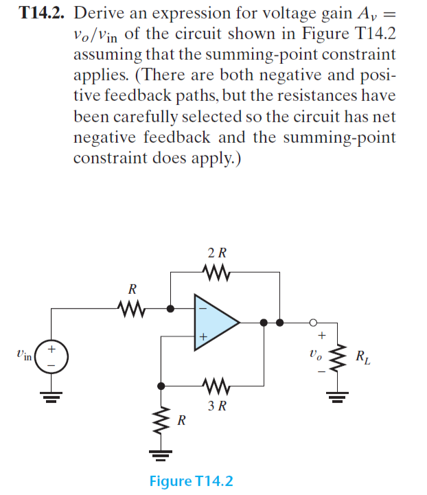 Solved Derive an expression for voltage gain A_v = v_o/v_in | Chegg.com