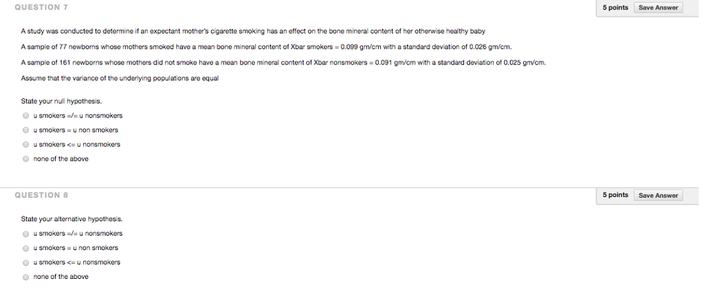 Solved QUESTION 7 5 points Save Answer A study was conducted | Chegg.com