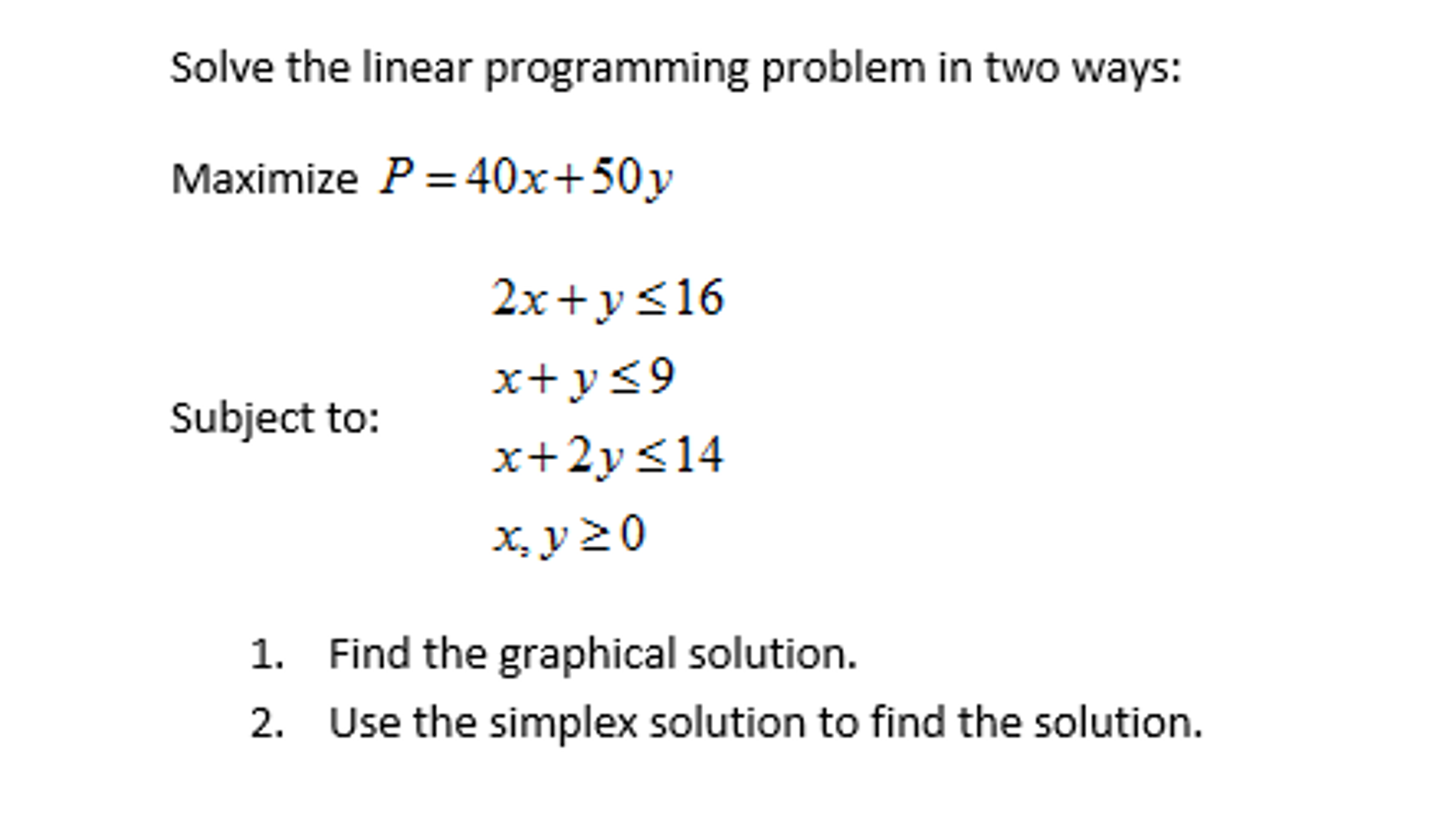 linear programming problems and solutions in operations research