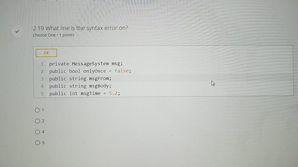 Solved What line is the syntax error on? private | Chegg.com