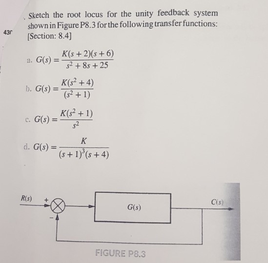 Solved Sketch The Root Locus For The Unity Feedback System | Chegg.com