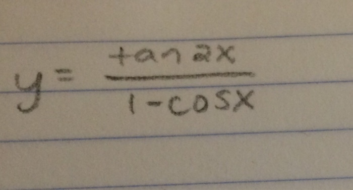 Solved y= tan 2x/1-cos x | Chegg.com