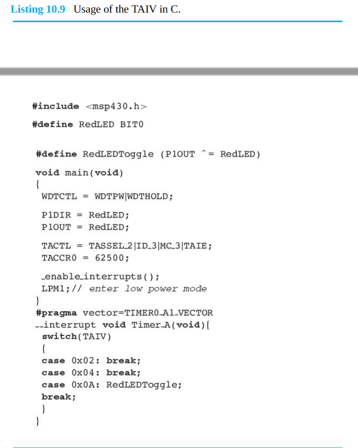 Using C Code for the MSP 430. Problem 1