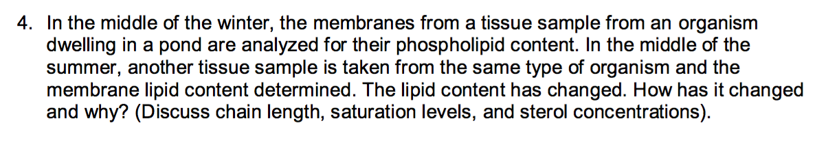 Solved In the middle of the winter, the membranes from a | Chegg.com