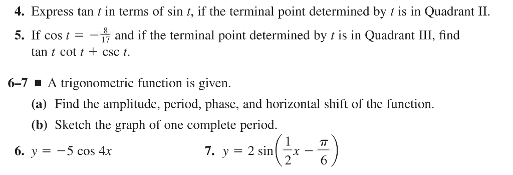 Solved 4. Express tan in terms of sin t, if the terminal | Chegg.com