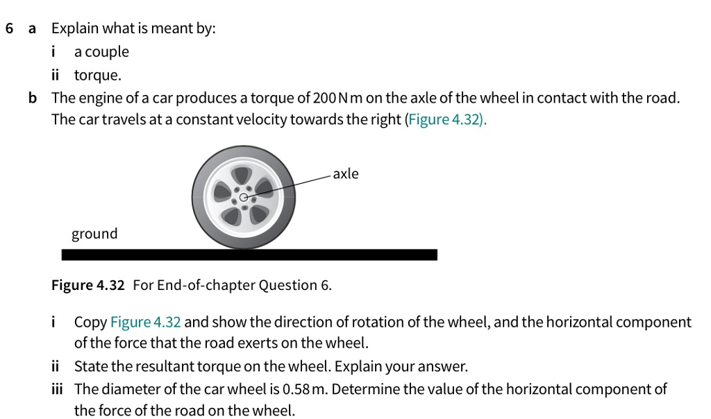 Solved a Explain what is meant by i a couple ii torque.