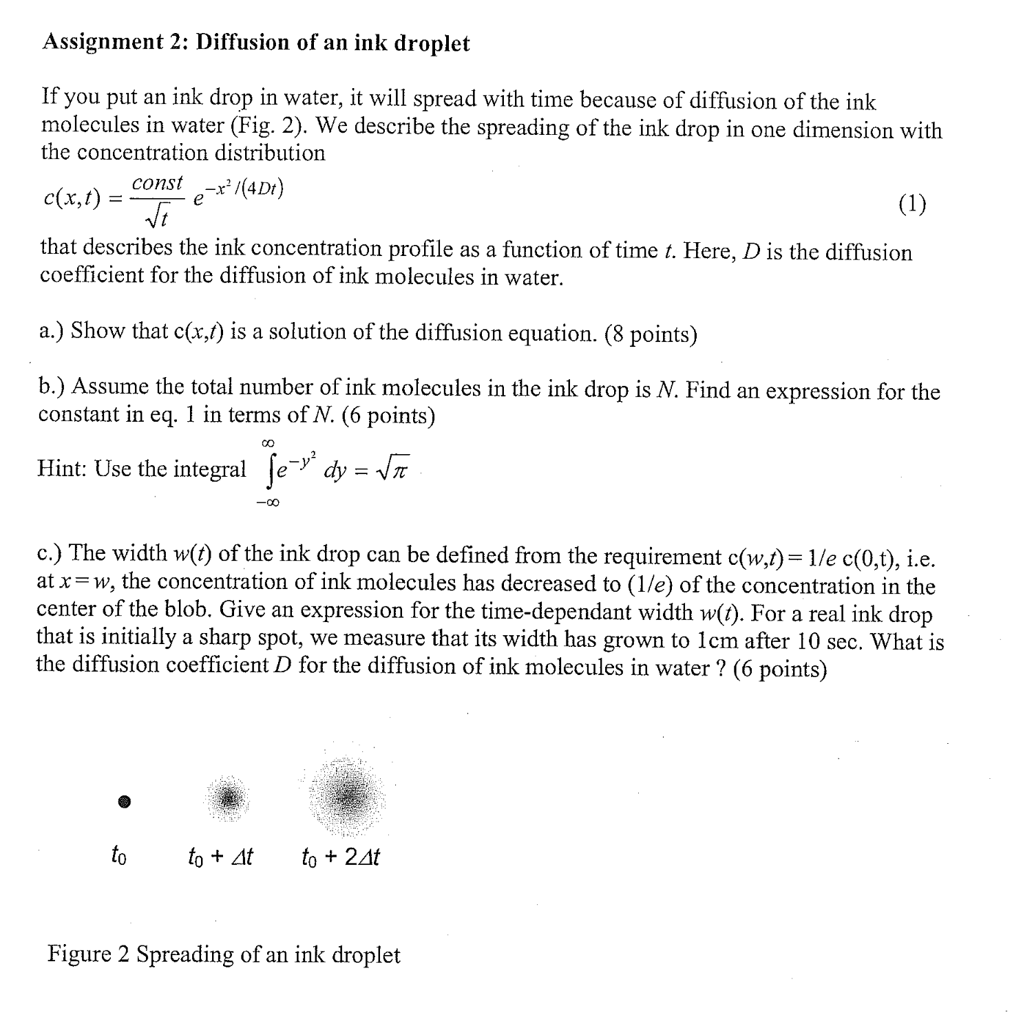 Solved If you put an ink drop in water, it will spread with | Chegg.com
