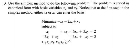 Solved Use the simplex method to do the following problem. | Chegg.com