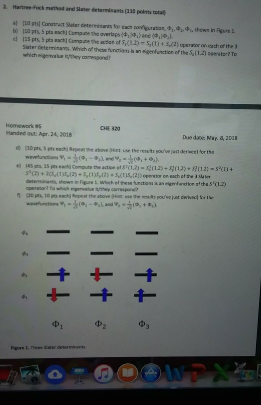 Solved 2. Hartree-Fock method and Slater determinants (110 | Chegg.com
