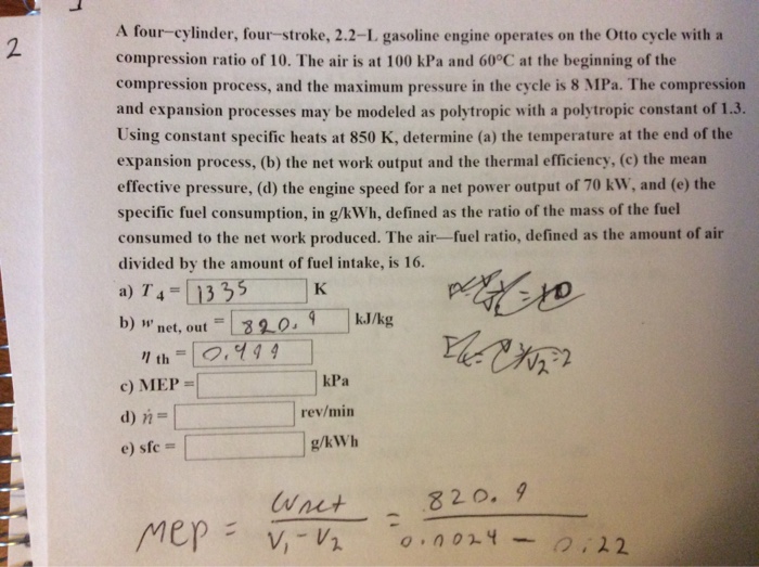 Solved A Four Cylinder Four Stroke 2 2 L Gasoline Engine Chegg