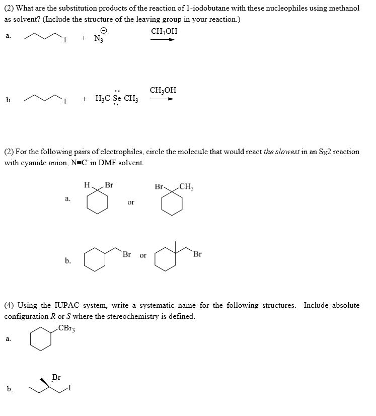 Solved (2) What are the substitution products of the | Chegg.com