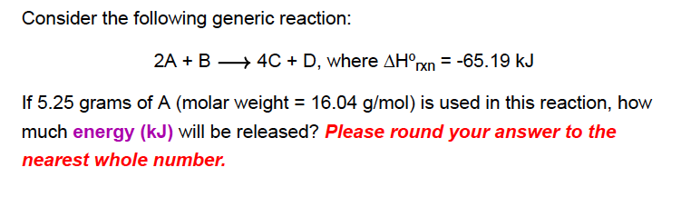 Solved Consider the following generic reaction | Chegg.com
