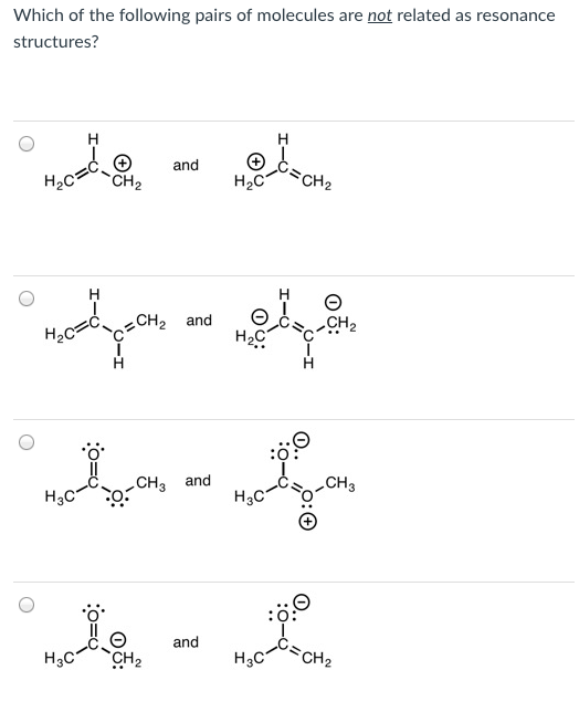Solved Which of the following pairs of molecules are not | Chegg.com