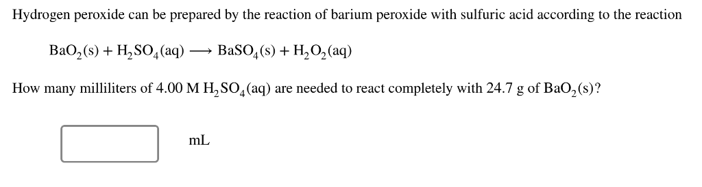 Solved Hydrogen peroxide can be prepared by the reaction of | Chegg.com