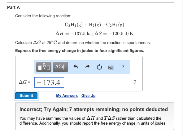 Solved Part A Consider the following reaction C2H4 g H2