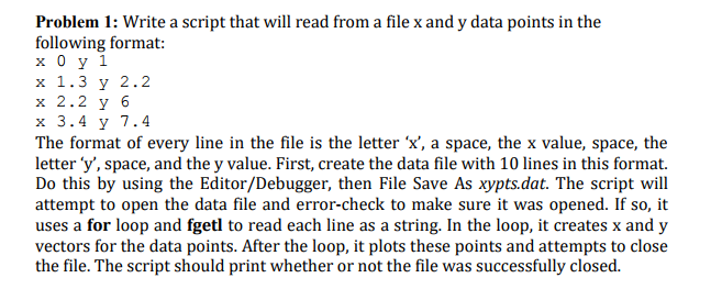 Problem 1: Write a script that will read from a file | Chegg.com