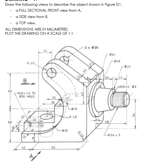 Solved Draw the following views to describe from object | Chegg.com