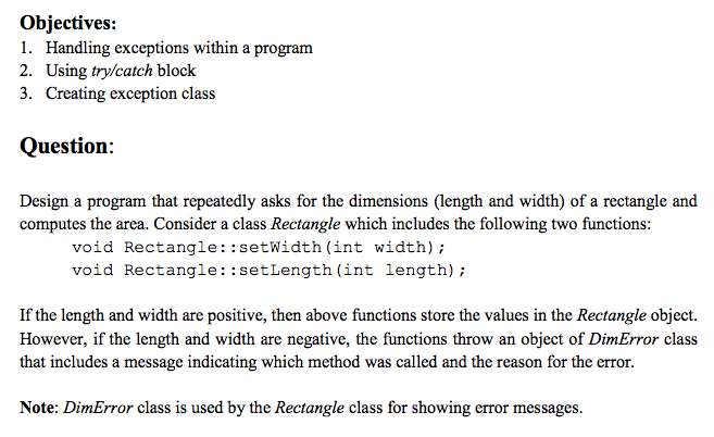 objectives: 1. Handling exceptions within a pro 2. | Chegg.com