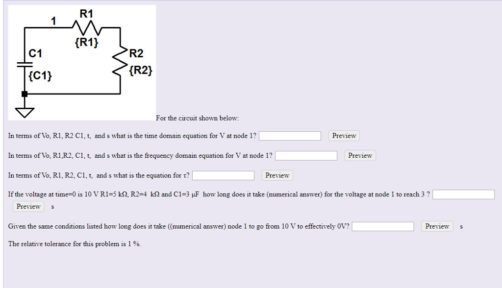 Solved R1 (R1) C1 R2 (C11 (R2) For the circuit shown below: | Chegg.com