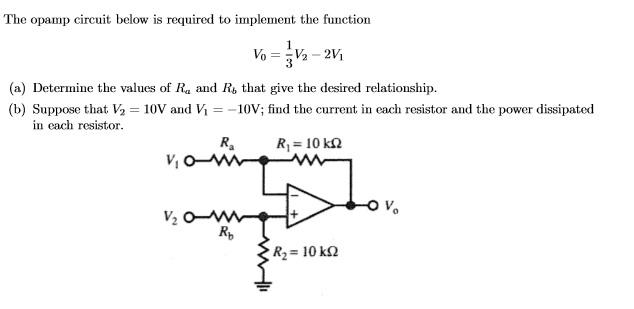 Solved The opamp circuit below is required to implement the | Chegg.com