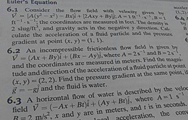 Solved 6.1 Consider the flow field with velocity given bythe | Chegg.com