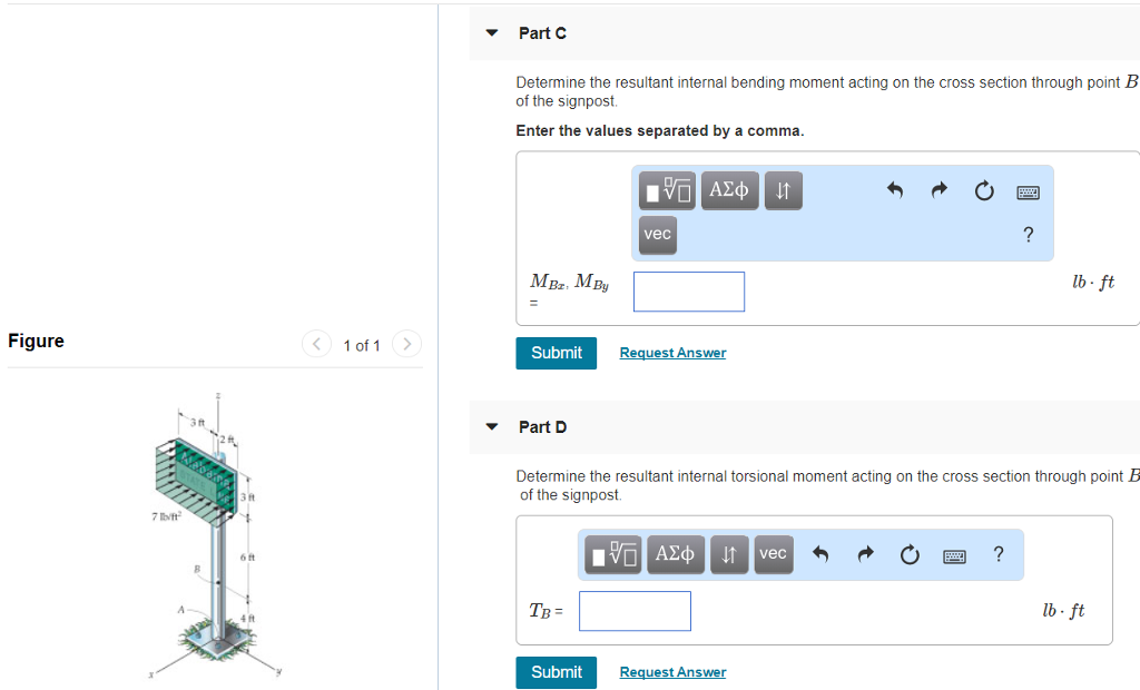 Solved Part C Determine the resultant internal bending | Chegg.com