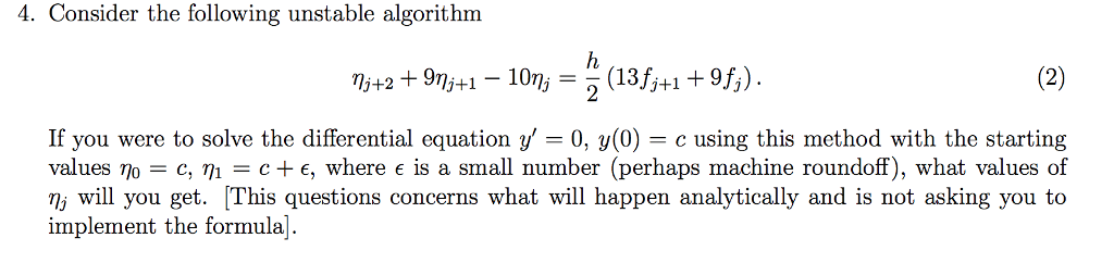 Consider the following unstable algorithm eta_j + 2 | Chegg.com