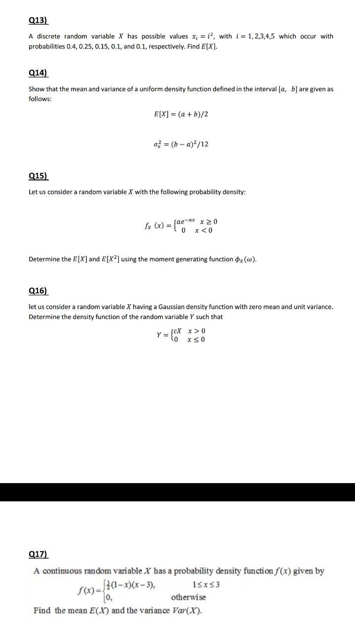 Solved A Discrete Random Variable X Has Possible Values X I 