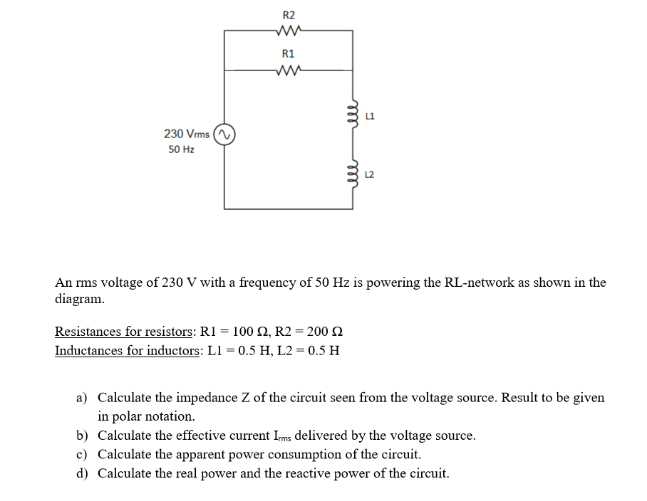 Solved An rms voltage of 230 V with a frequency of 50 Hz | Chegg.com