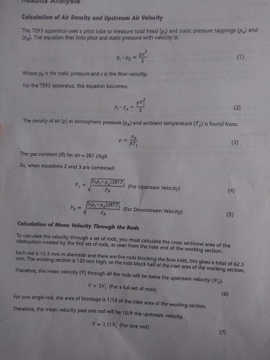 Solved tesunns Analysis Colculation of Air Density and | Chegg.com